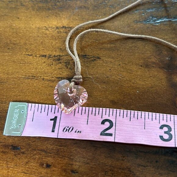 Swarovski Mini Heart Pendant Rosaline  pink crystal and  material in cord NWOT - Picture 6 of 6